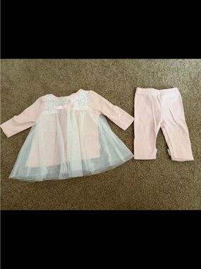 Nicole Miller Pink and White Tulle Baby Matching Set